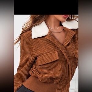 Cognac brown corduroy fall jacket size L